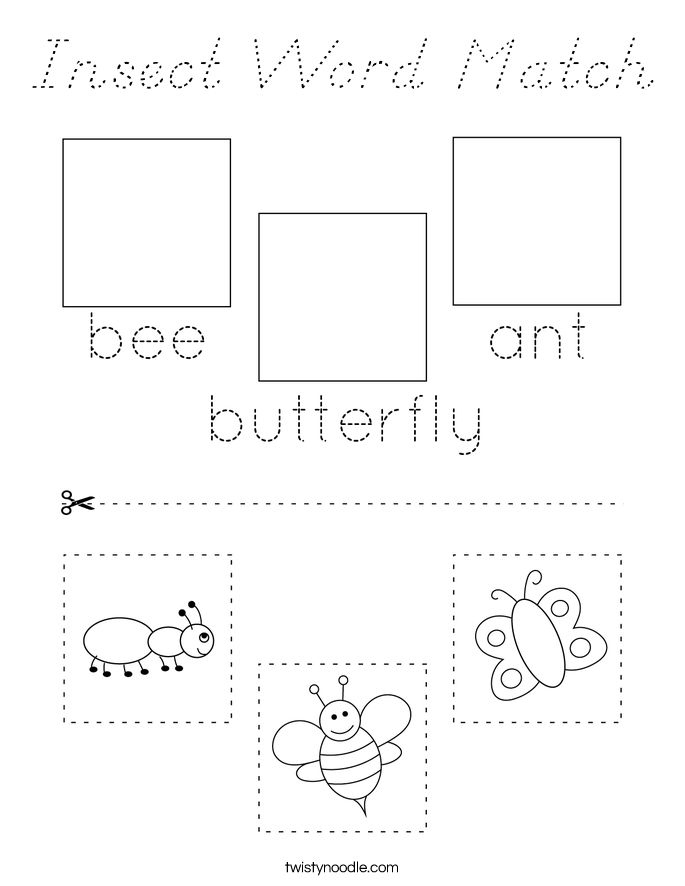 Insect Word Match Coloring Page