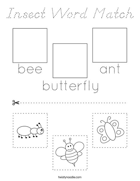 Insect Word Match Coloring Page