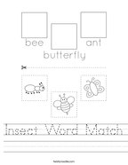 Insect Word Match Handwriting Sheet