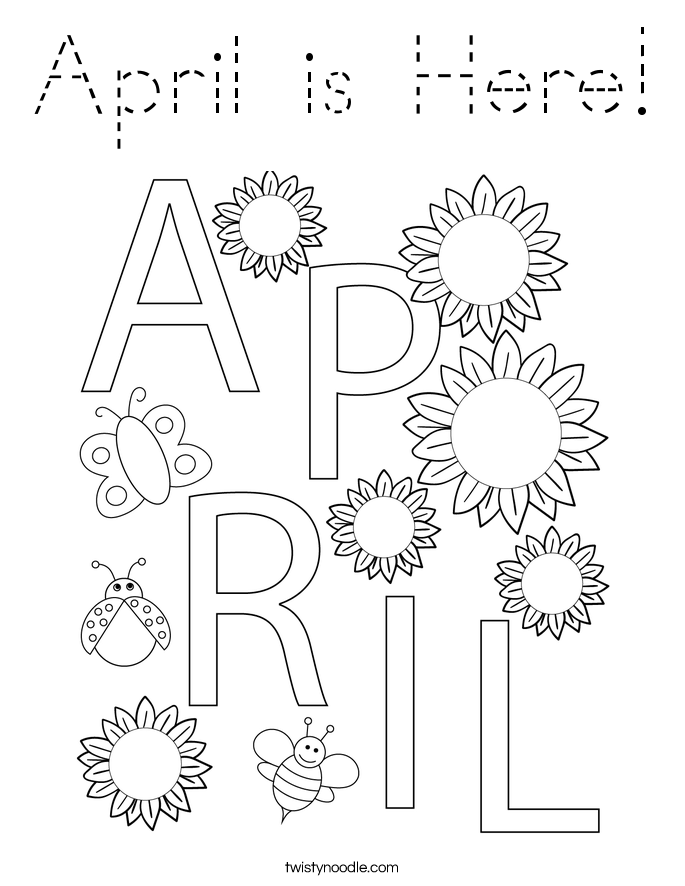 April is Here! Coloring Page