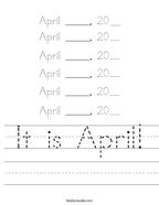 It is April Handwriting Sheet
