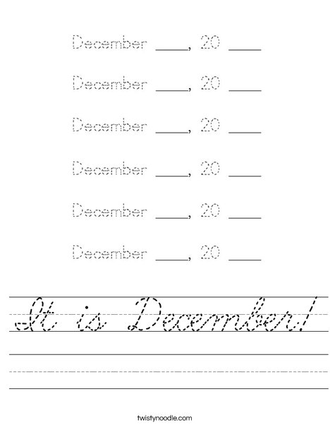 It is December! Worksheet