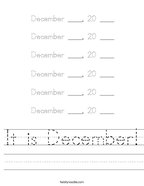 It is December Handwriting Sheet