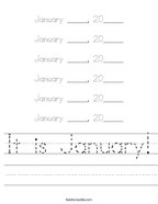 It is January Handwriting Sheet
