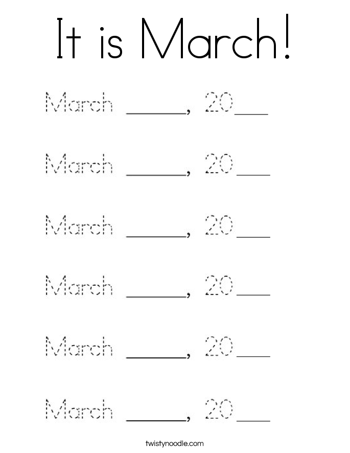 It is March! Coloring Page