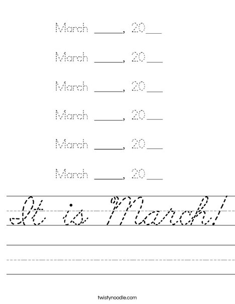 It is March! Worksheet
