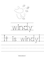 It is windy Handwriting Sheet