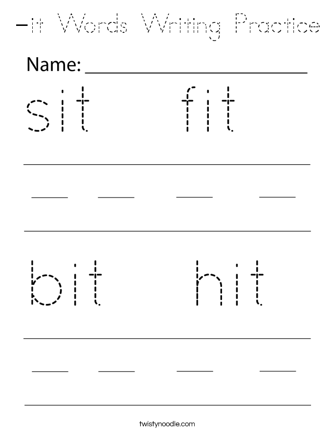 -it Words Writing Practice Coloring Page