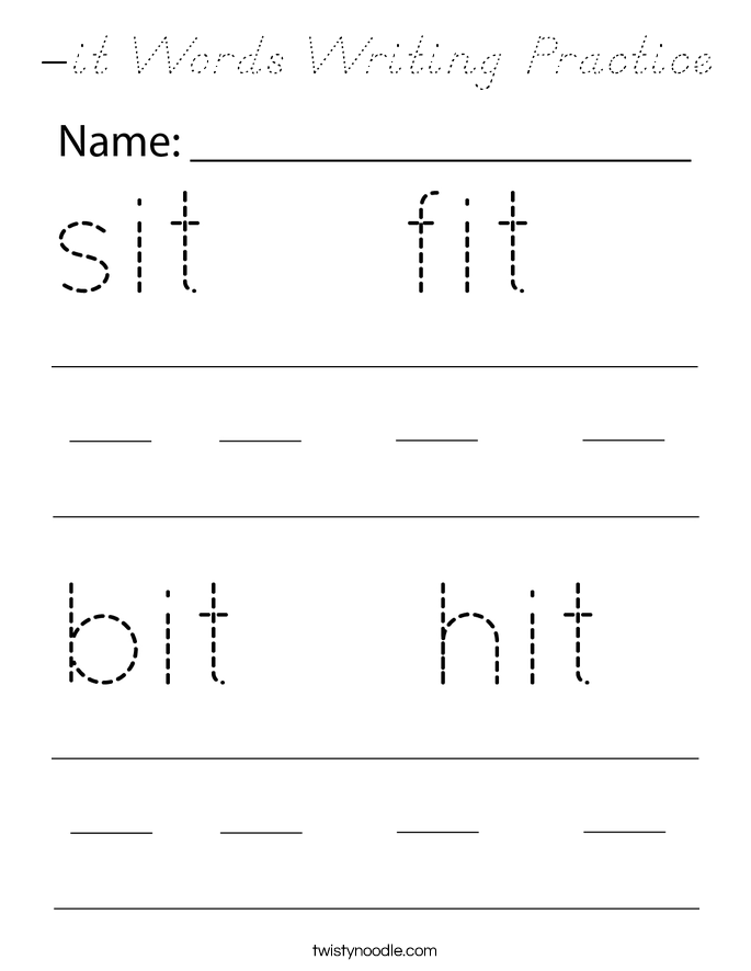-it Words Writing Practice Coloring Page