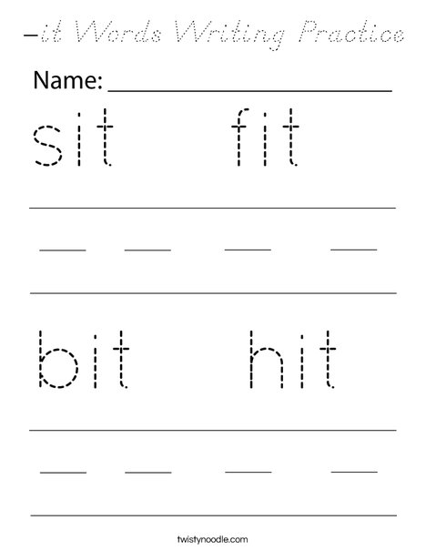 -it Words Writing Practice Coloring Page
