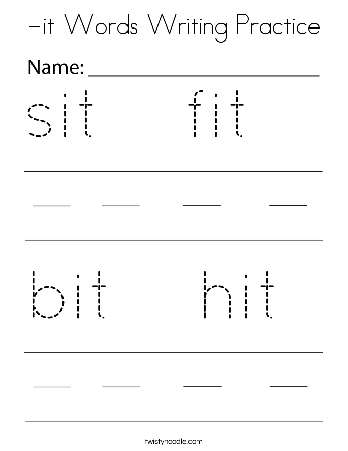 -it Words Writing Practice Coloring Page