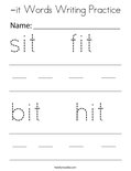-it Words Writing Practice Coloring Page