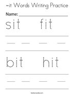 -it Words Writing Practice Coloring Page