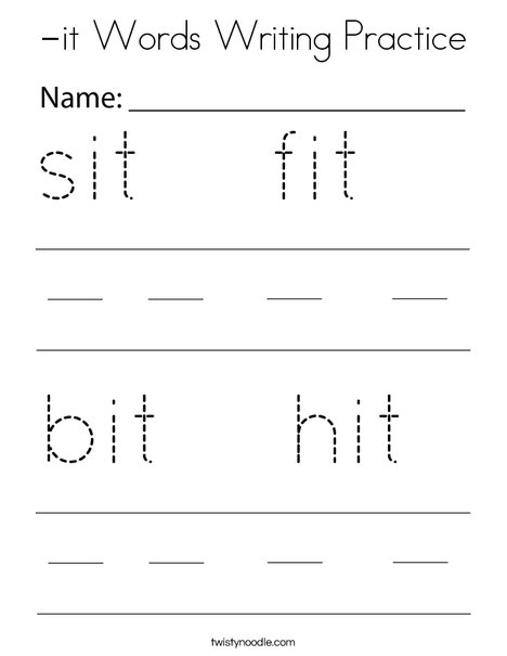 -it Words Writing Practice Coloring Page