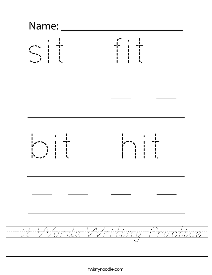 -it Words Writing Practice Worksheet