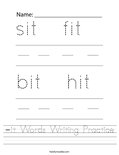 -it Words Writing Practice Worksheet