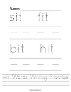 -it Words Writing Practice Handwriting Sheet