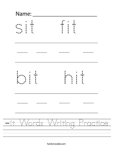 -it Words Writing Practice Worksheet