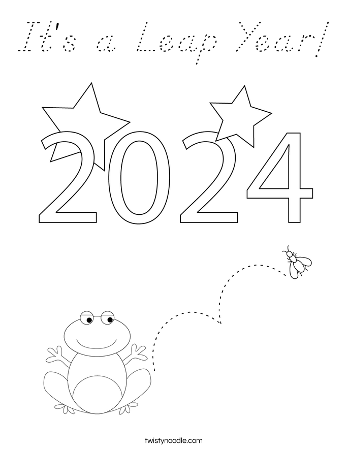 It S A Leap Year Coloring Page D Nealian Twisty Noodle   Its A Leap Year 5 Coloring Page Dnoutline 