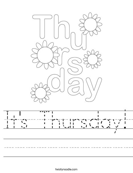 It's Thursday! Worksheet