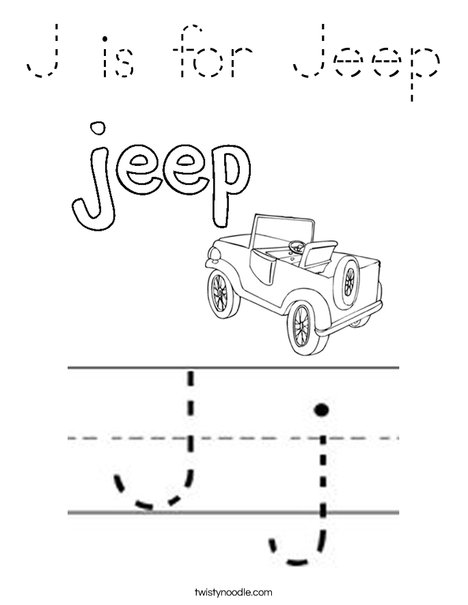 J is for for jeep Coloring Page