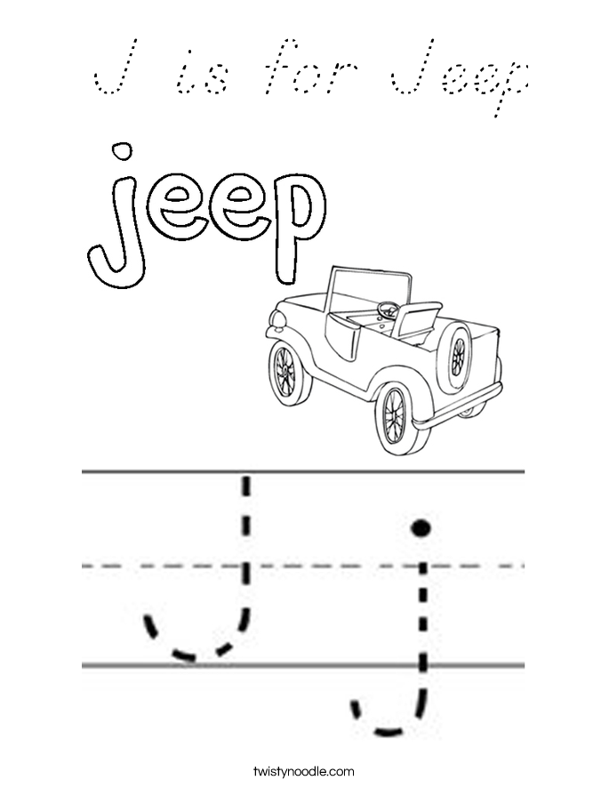 J is for Jeep Coloring Page
