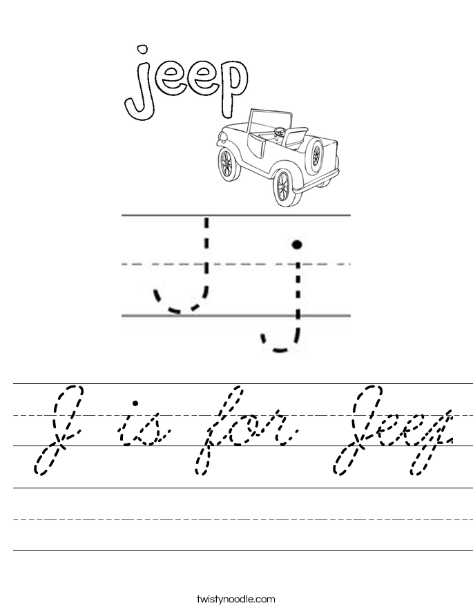 J is for Jeep Worksheet