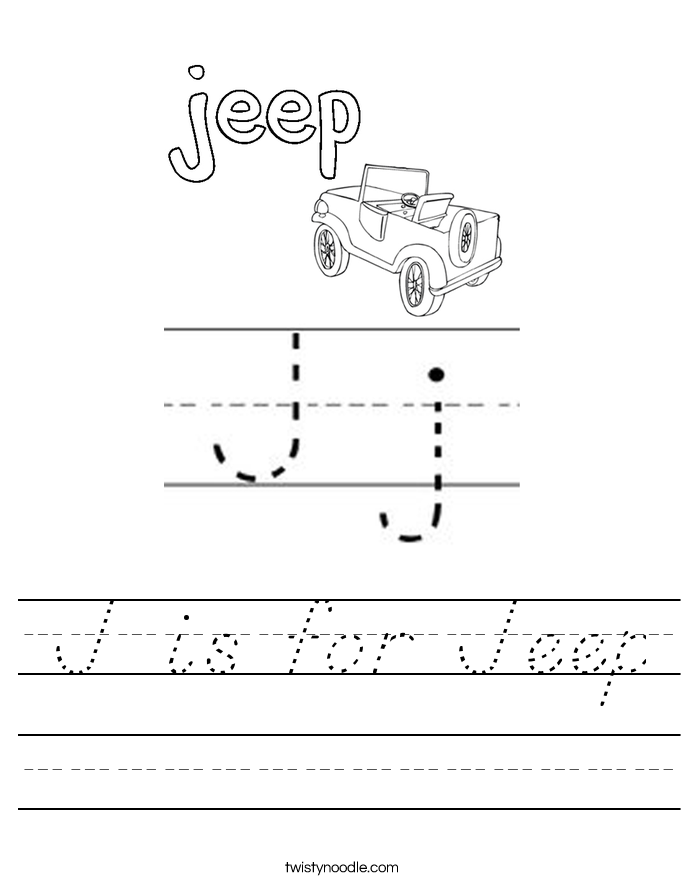 J is for Jeep Worksheet