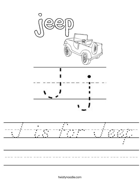 J is for for jeep Worksheet