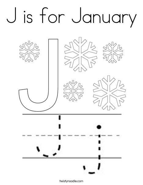 J is for January Coloring Page