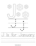 J is for January Handwriting Sheet