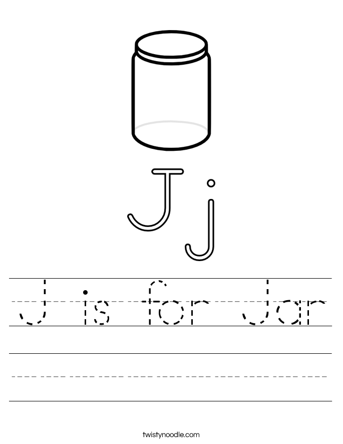 J is for Jar Worksheet