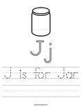 J is for Jar Worksheet