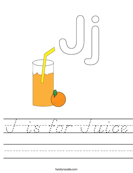 J is for Juice Worksheet
