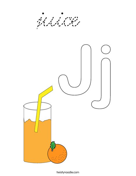 juice Coloring Page - Cursive - Twisty Noodle