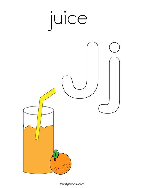 J is for Juice Coloring Page