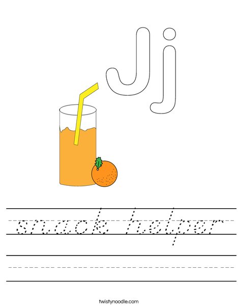 J is for Juice Worksheet