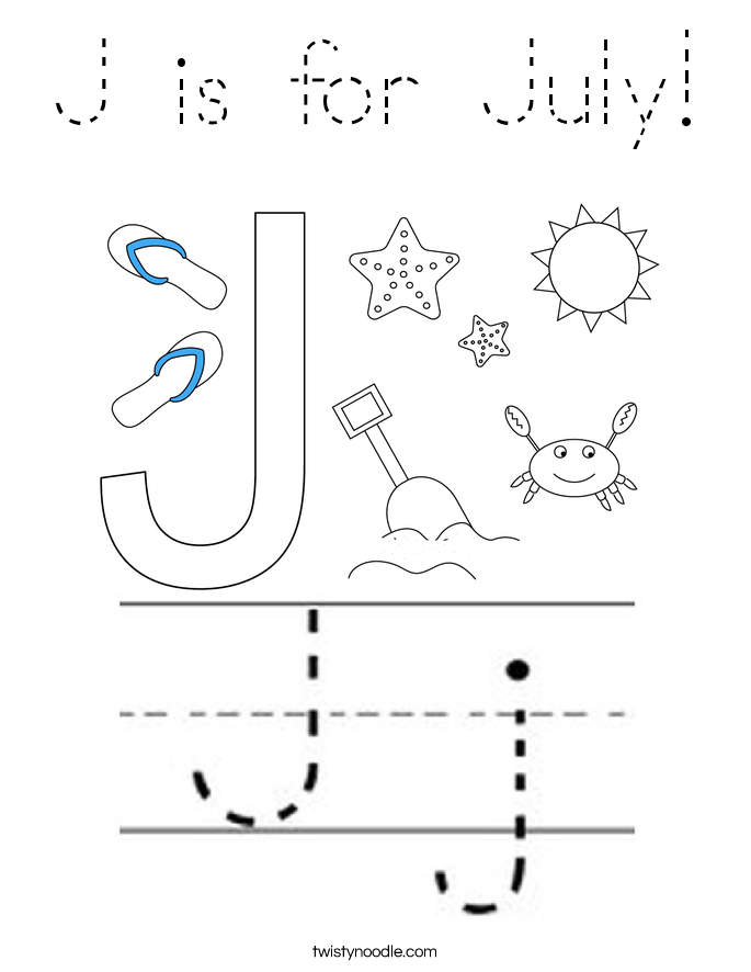 J is for July! Coloring Page