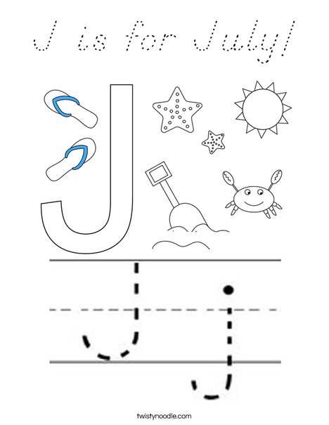 J is for July! Coloring Page