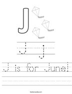 J is for June Handwriting Sheet