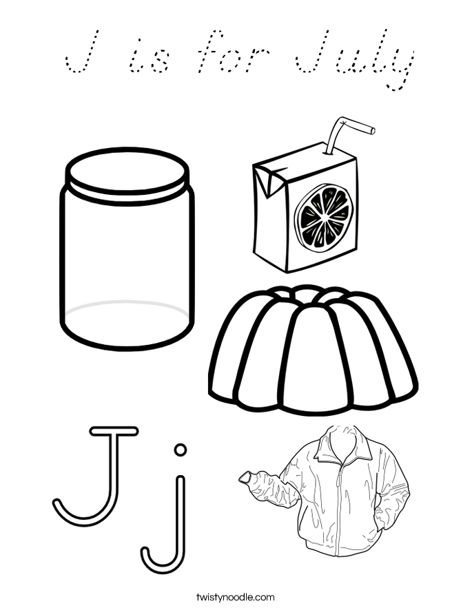 J is for July Coloring Page