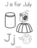 J is for JulyColoring Page