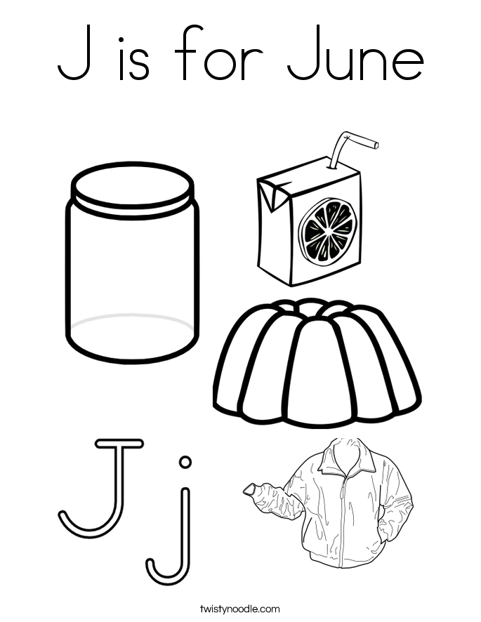 J is for June Coloring Page