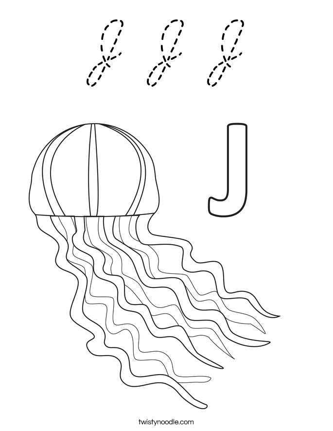 J J J Coloring Page - Cursive - Twisty Noodle