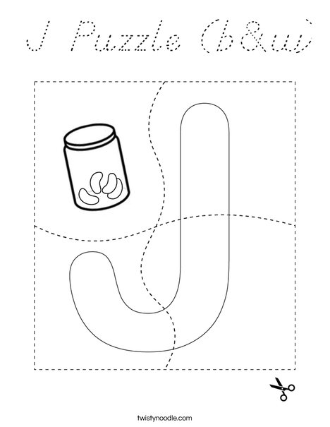 J Puzzle (b&w) Coloring Page