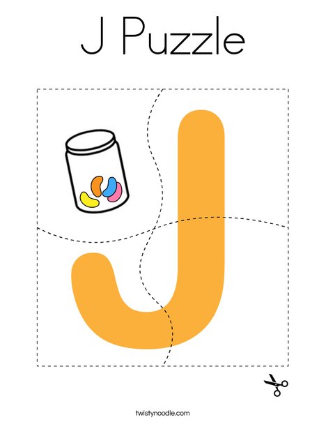 J Puzzle Coloring Page Twisty Noodle