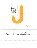 J Puzzle Handwriting Sheet