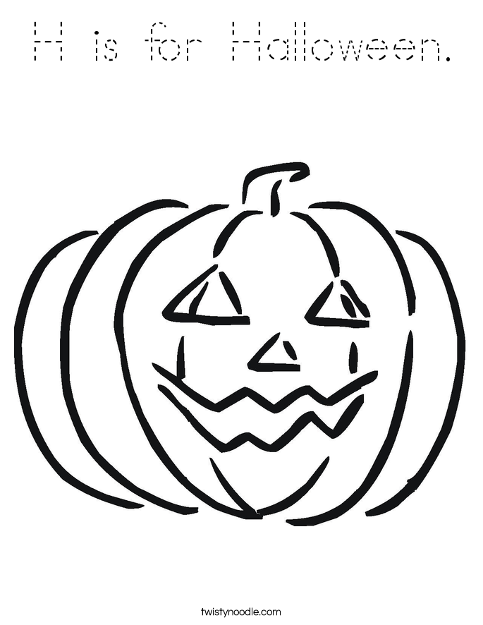 H is for Halloween. Coloring Page