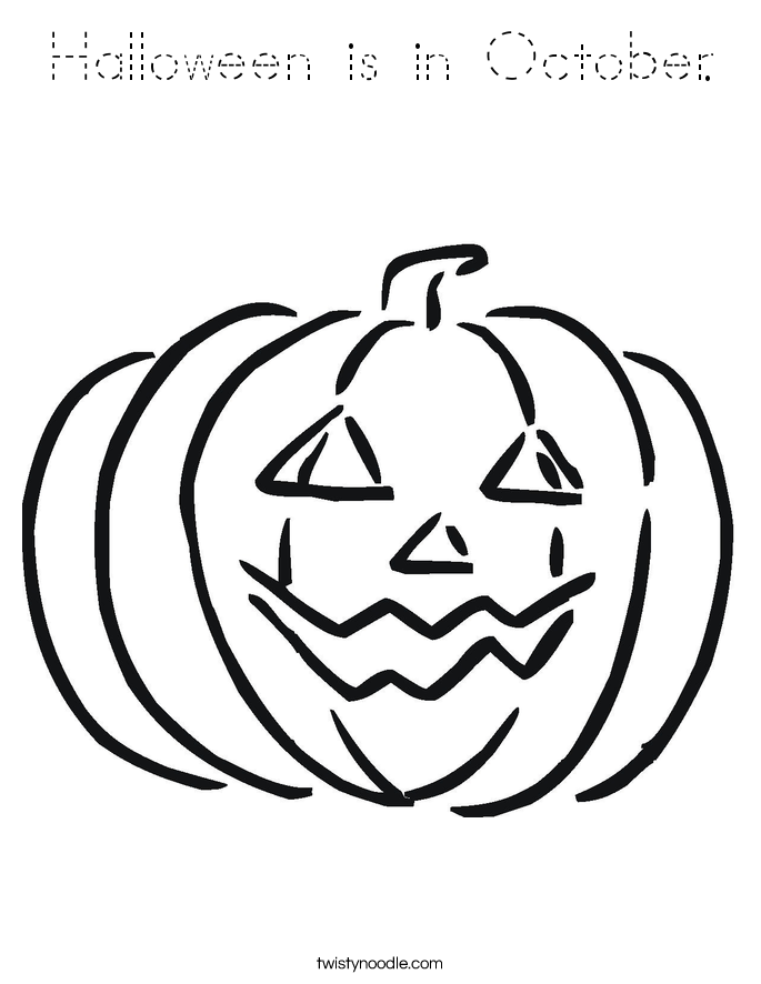 Halloween is in October. Coloring Page