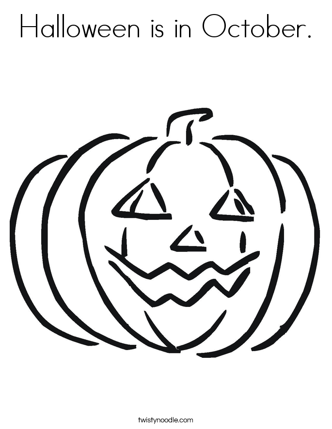 Halloween is in October. Coloring Page